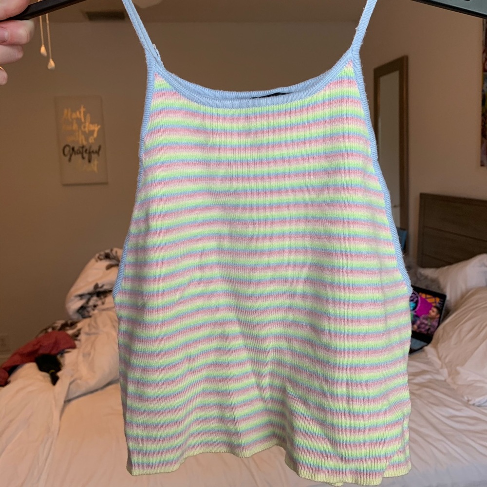 FOREVER21 KNITTED RAINBOW CROP TOP